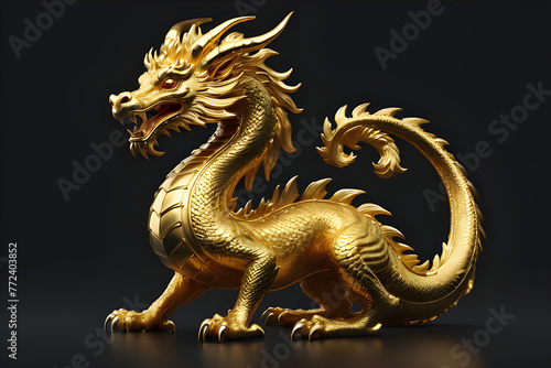 Golden Dragon Statue   12 Zodiac animals in China & Vietnam   © thanh
