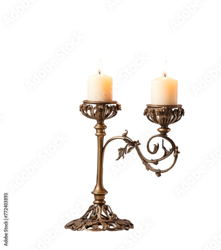 candles on candelabra isolated