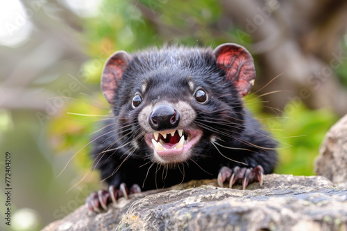 A derpy Tasmanian devil with a goofy expression and big, sharp teeth