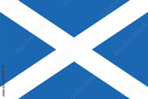 Flag of Scotland. A blue Scottish flag with a white oblique cross. State symbol of Scotland.