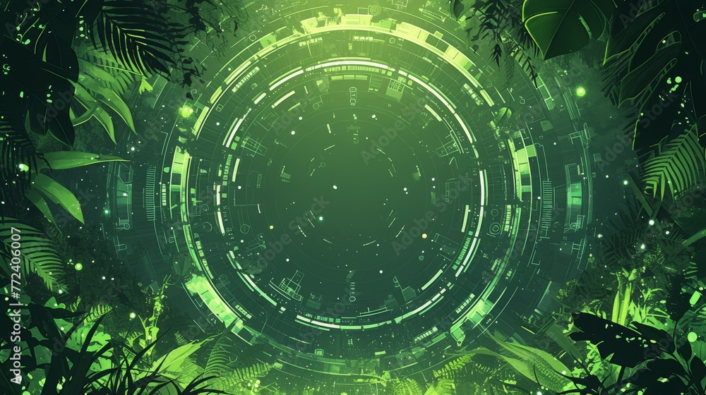 Abstract Surrounding A green abstract background surrounds a circular design in an image ...