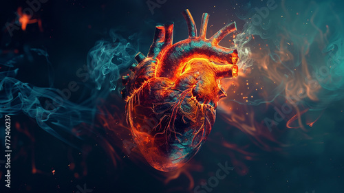 A creative wallpaper graphic representing a human heart. #772406237