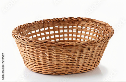 vintage weave wicker basket,cut out on white background