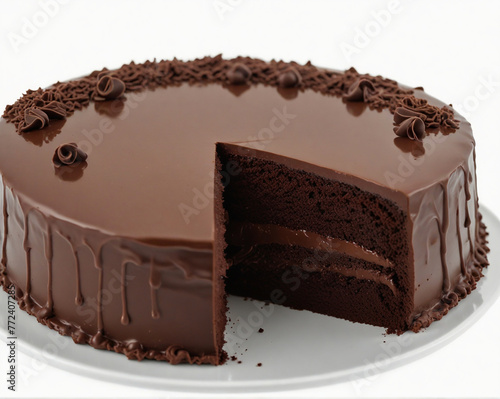 Chocolate cake,cut out on white background