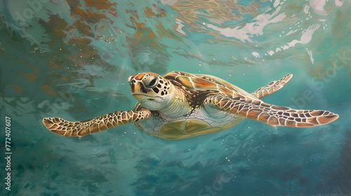 Azure Serenity  Exploring the Graceful World of Sea Turtles