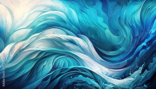 illustrator background wavefull frame watercolor blue Generate AI © VinaAmeliaGRPHIC