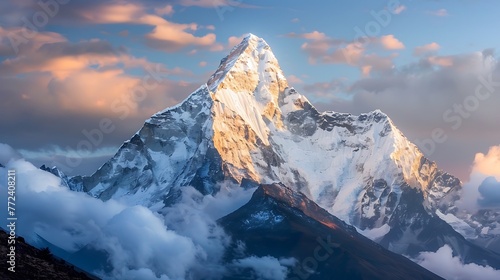 Evening view of ama dablam on the way to everest base camp