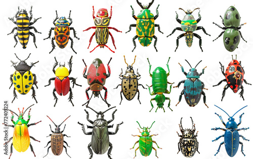 Authentic Bug Replicas Array Isolated On Transparent Background PNG. © Faizan