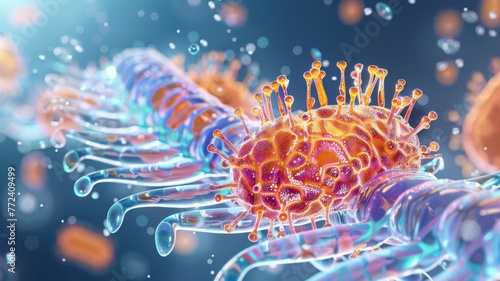 Illustration of the endoplasmic reticulum and Golgi apparatus, central to protein synthesis no splash photo