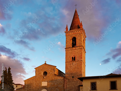 Bell tower Saint Agostino church in Arezzo Tuscany Italy photo