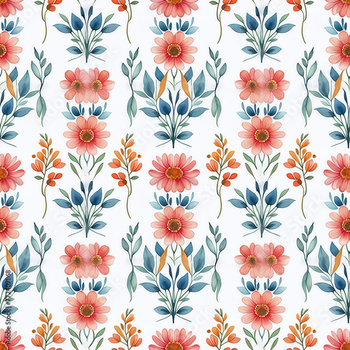 Watercolor floral seamless pattern.