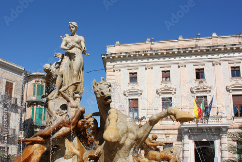 Fountain of Artemis at Piazza Archimede in Syracuse, Sicily, Italy	
