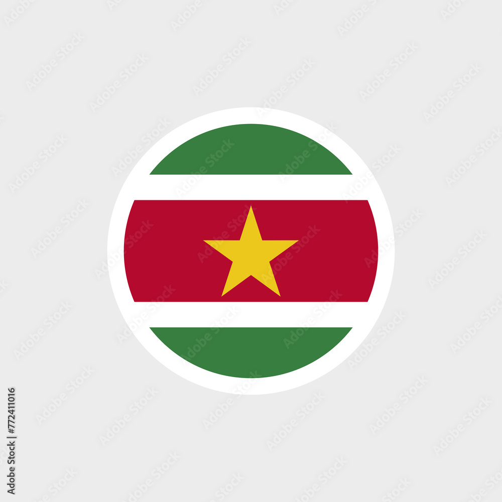 Flag of Suriname. Surinamese striped flag with a star. State symbol of the Republic of Suriname. Flag of Suriname. Surinamese striped flag with a star. State symbol of the Republic of Suriname.