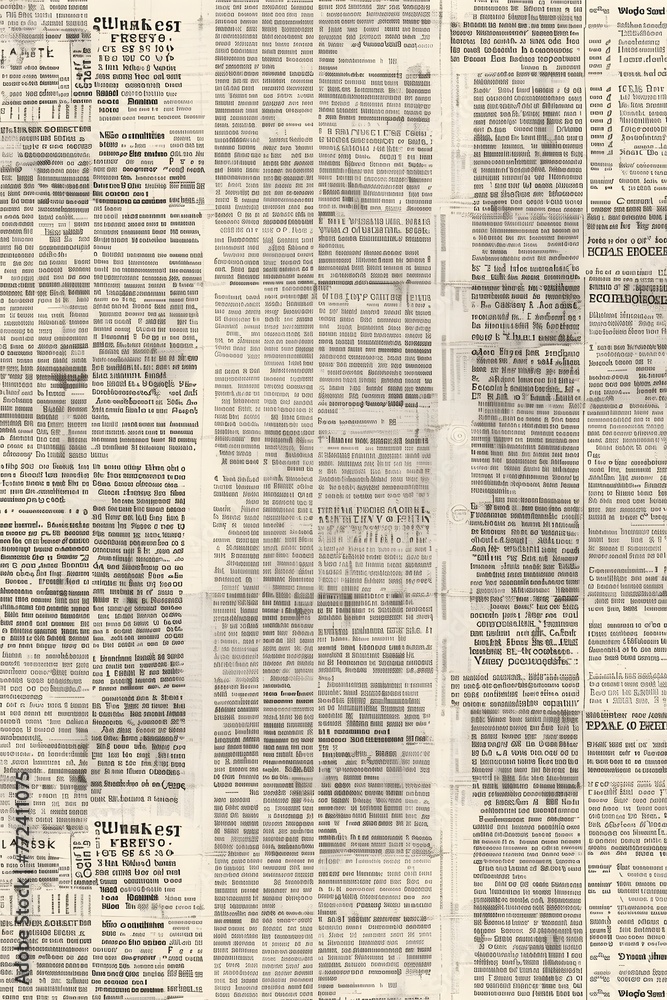 Obraz premium Newspaper seamless pattern with old vintage unreadable paper texture background