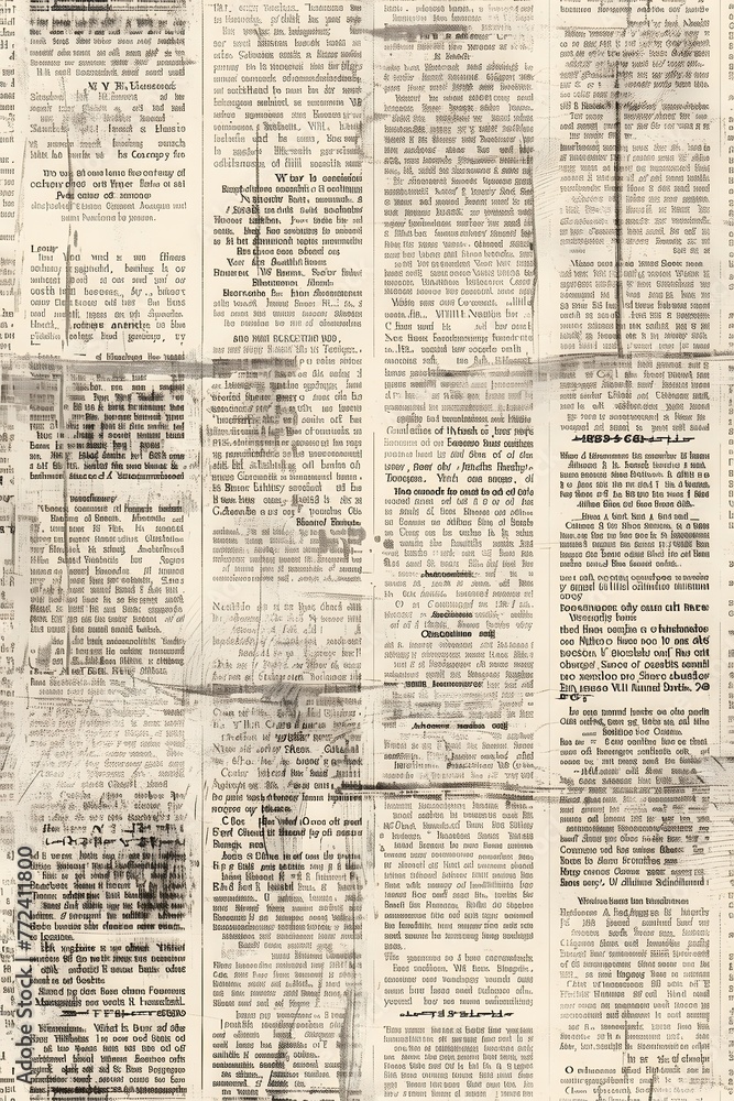 Obraz premium Newspaper seamless pattern with old vintage unreadable paper texture background 