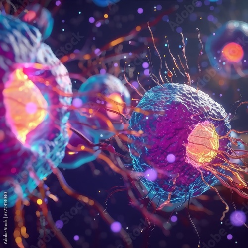 Animation of cellular division, showcasing the stages of mitosis in vibrant detail no dust photo