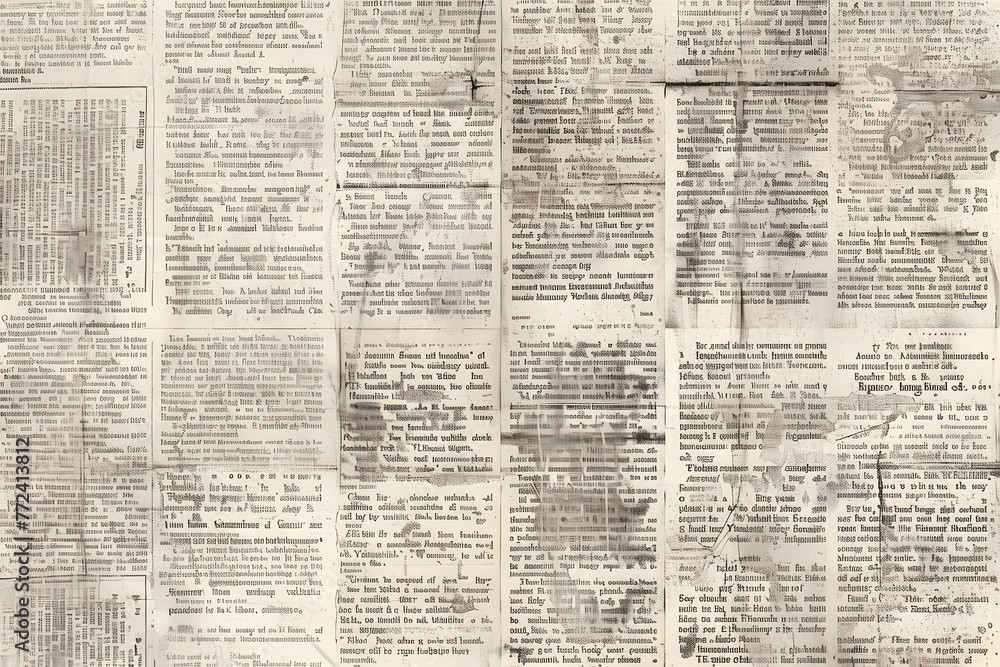 Obraz premium Newspaper seamless pattern with old vintage unreadable paper texture background 