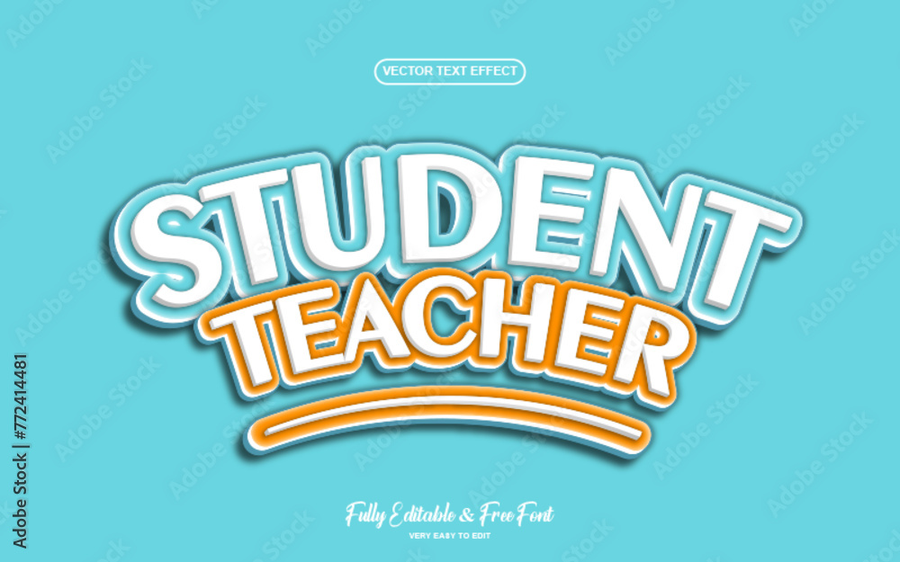 Vector 3d student teacher editable text effect Vector 3d student teacher editable text effect