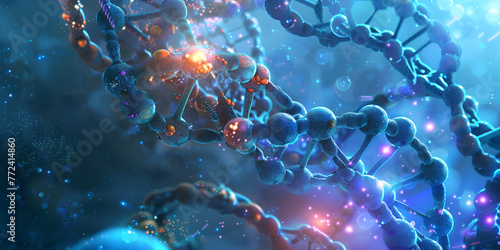 DNA ladder, chomosomal mutation, centriole , glowing DNA photo