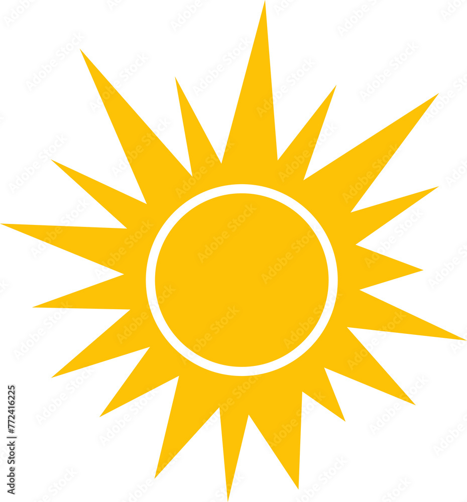 Sun icon. Yellow sun star icon. Summer, sunlight, nature, sky. illustration isolated on white. Sun icon. Yellow sun star icon. Summer, sunlight, nature, sky. illustration isolated on white.