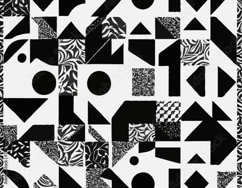 Illustration black and white quilt