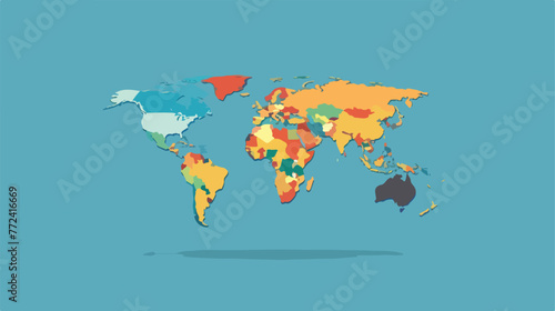 World map icon flat cartoon vactor illustration iso