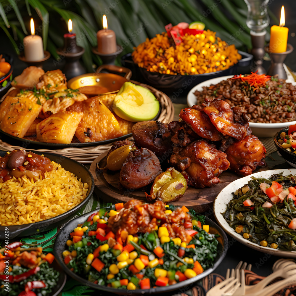 Kwanzaa Festive Table: A Delectable Array of Traditional African-American and Afro-Caribbean Cuisine