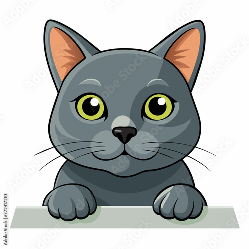 an illustration showing a gray russian blue cat p