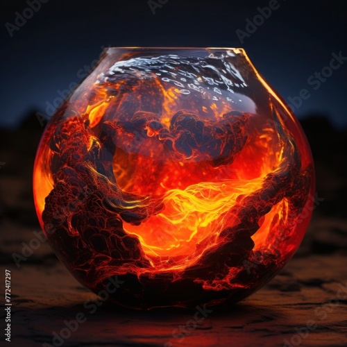 molten carnival glass lava flow over Icelandic black earth day
