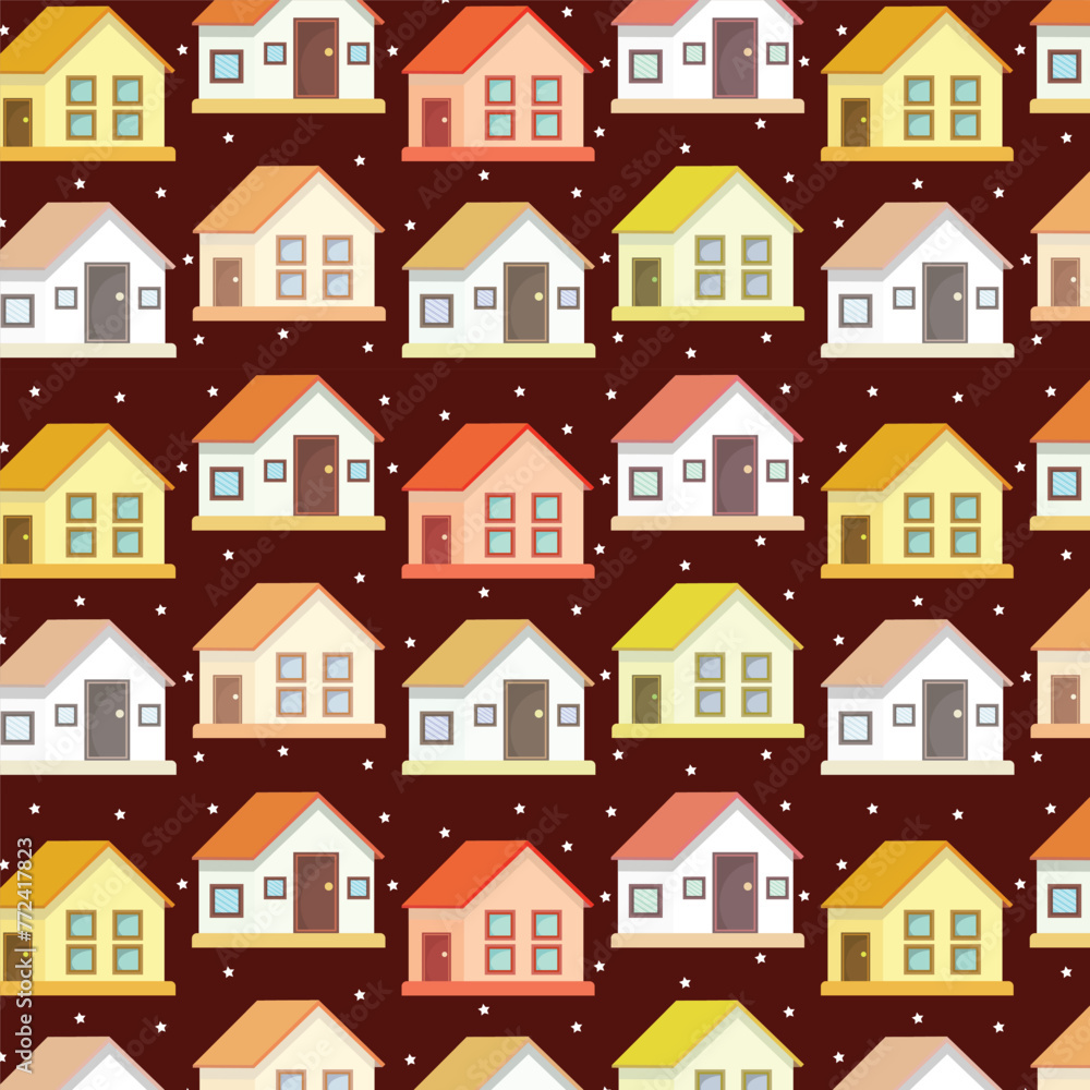 Vector seamless pattern beautiful house design Vector seamless pattern beautiful house design