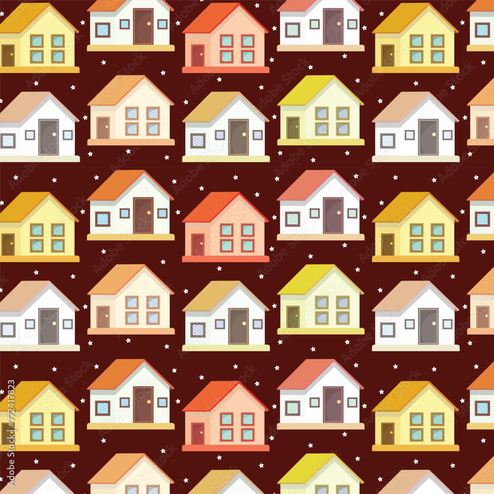 Vector seamless pattern beautiful house design