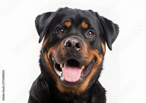 Friendly Rottweiler Expression, Strong Companion on White Background © Martin Funk