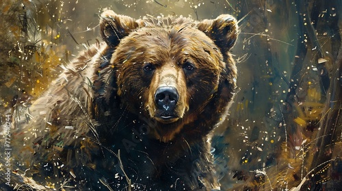 Large Carpathian brown bear portrait wild animal