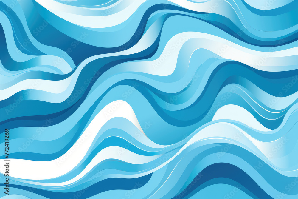 A blue and white wave pattern. The blue and white waves are very close together, creating a sense of movement and energy. The pattern is dynamic and fluid, giving the impression of water in motion