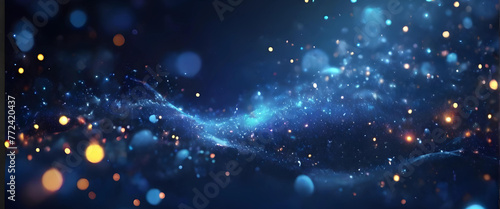 Blue and Glow Particle Abstract Bokeh Background