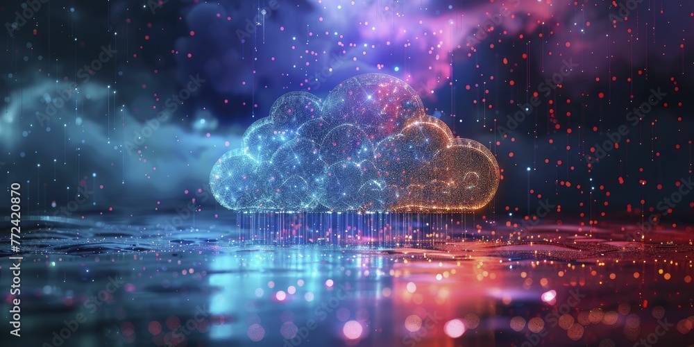 A sleek digital cloud adorned with finance and industry icons cascades against a cloud computing backdrop, epitomizing cloud services for finance and industry. A sleek digital cloud adorned with finance and industry icons cascades against a cloud computing backdrop, epitomizing cloud services for finance and industry.