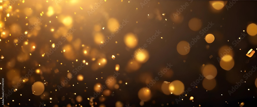 Golden Aura: Abstract Bokeh Background with Glow Particles