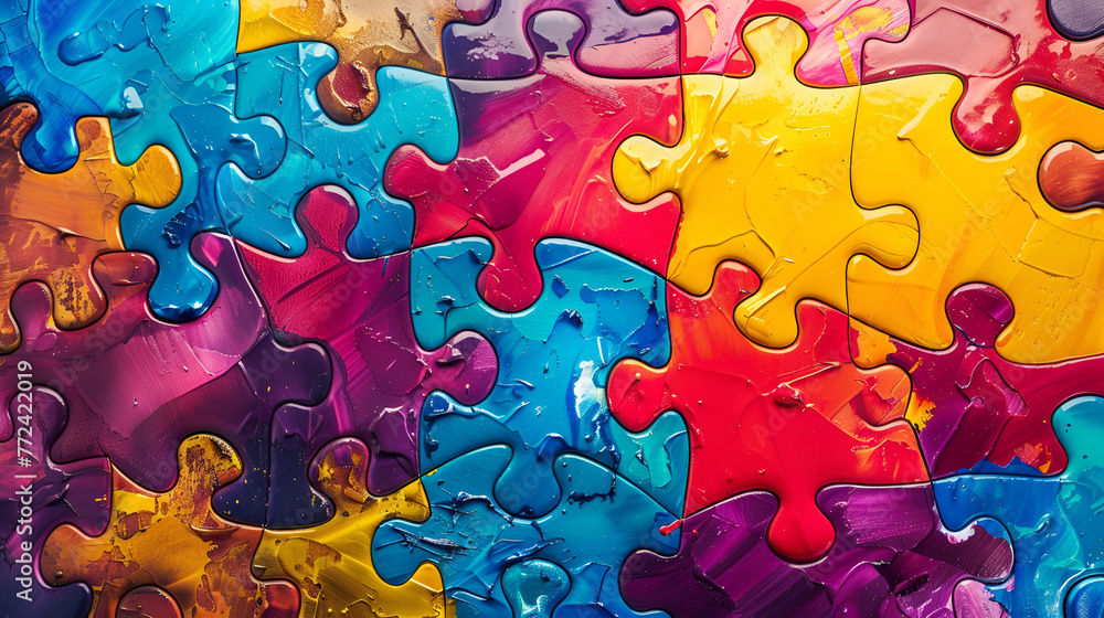World autism day celebration with jigsaw puzzle pieces concept 