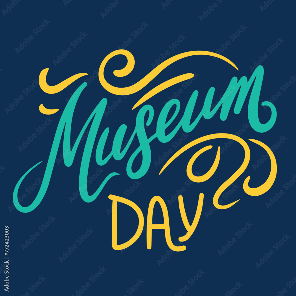 International Museum Day text banner. Hand drawn vector art.