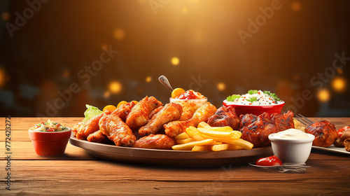 Super Bowl Sunday football party celebration food platter with chicken buffalo © Mukhlesur
