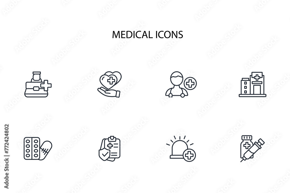 Medical icon set.vector.Editable stroke.linear style sign for use web design,logo.Symbol illustration. Medical icon set.vector.Editable stroke.linear style sign for use web design,logo.Symbol illustration.