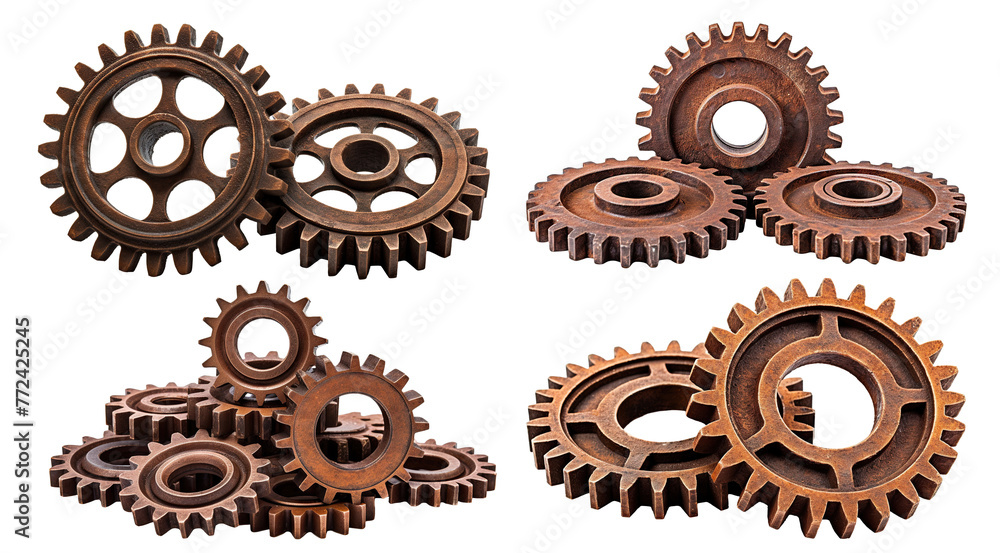 Set of rusty old cog wheels, cut out Set of rusty old cog wheels, cut out