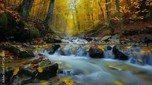 Stream in the forest at autumn