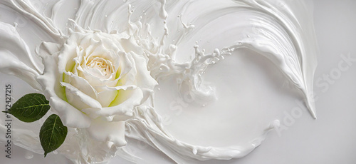 Białe tło, kremowa biała róża photo