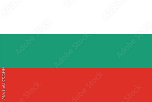Flag of Bulgaria. Horizontal tricolor: white, green, red. State symbol of the country. Isolated vector illustration.