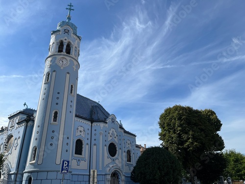 Canvas Print Bratislava, blue church, slovakia, blue sky, tree, tower