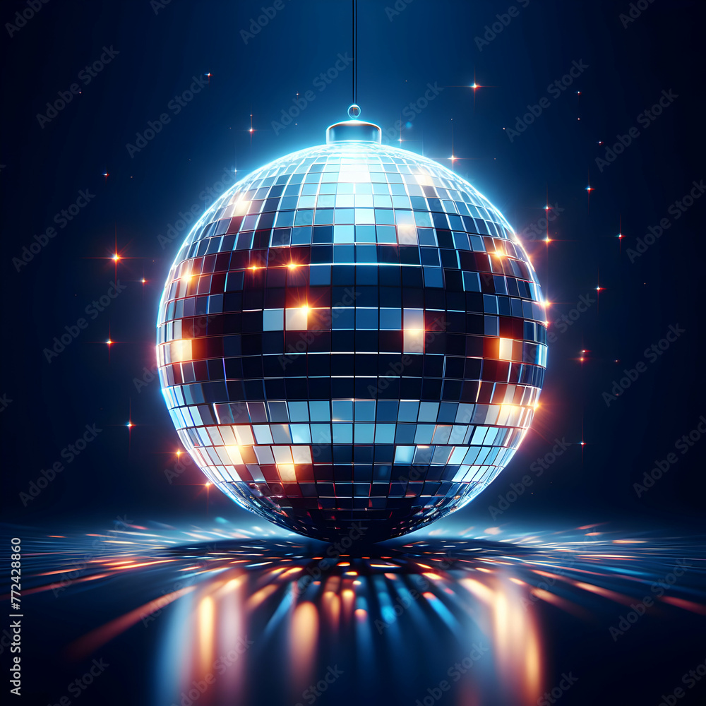 Fototapeta premium shiny disco ball disco, ball, party, mirror, dance, club, light, music, sphere, nightclub, disco ball, discoball, night, reflection, bright, shine, shiny, celebration, Ai generated 