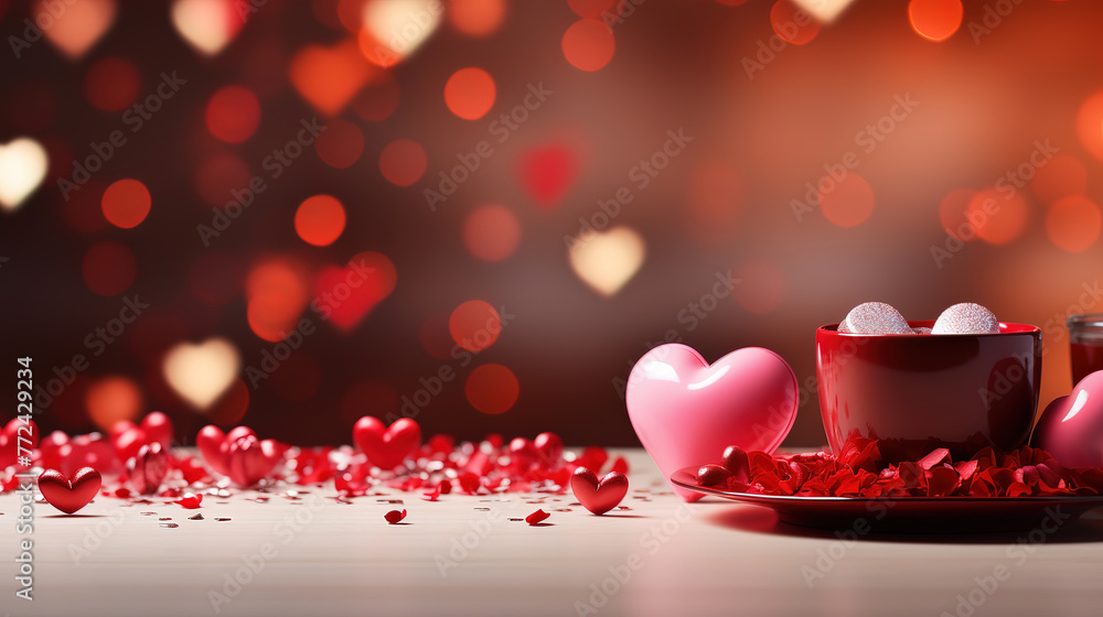 Valentine day table background, Bright color Valentine day table background, Bright color