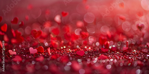 Defocused vintage lights with red glitter background, Background of glitter lights red and black abstract backgrounds.