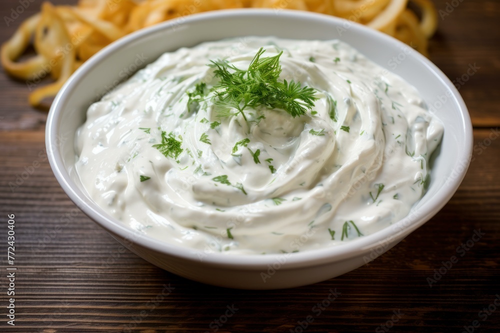 Chilled Sour cream. Milk sauce food. Generate Ai Chilled Sour cream. Milk sauce food. Generate Ai